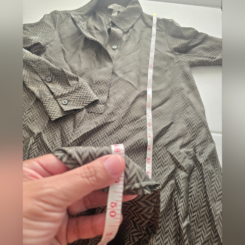 COS Herringbone Maxi Shirt Dress Size 2 In Green - Picture 5 of 14